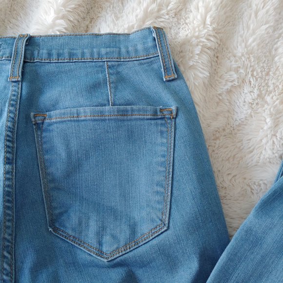 Judy Blues 5/27 Hippie Flare Stretch Raw Hem Denim Jeans - Picture 6 of 13